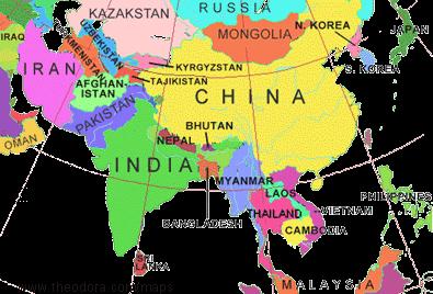 Asia: Sparsely populated in North &
