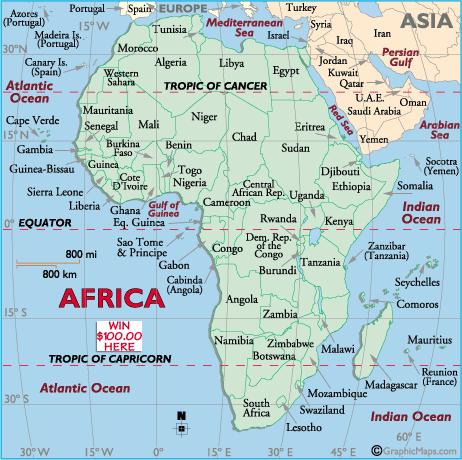 Africa: Sparsely populated in Sahara,