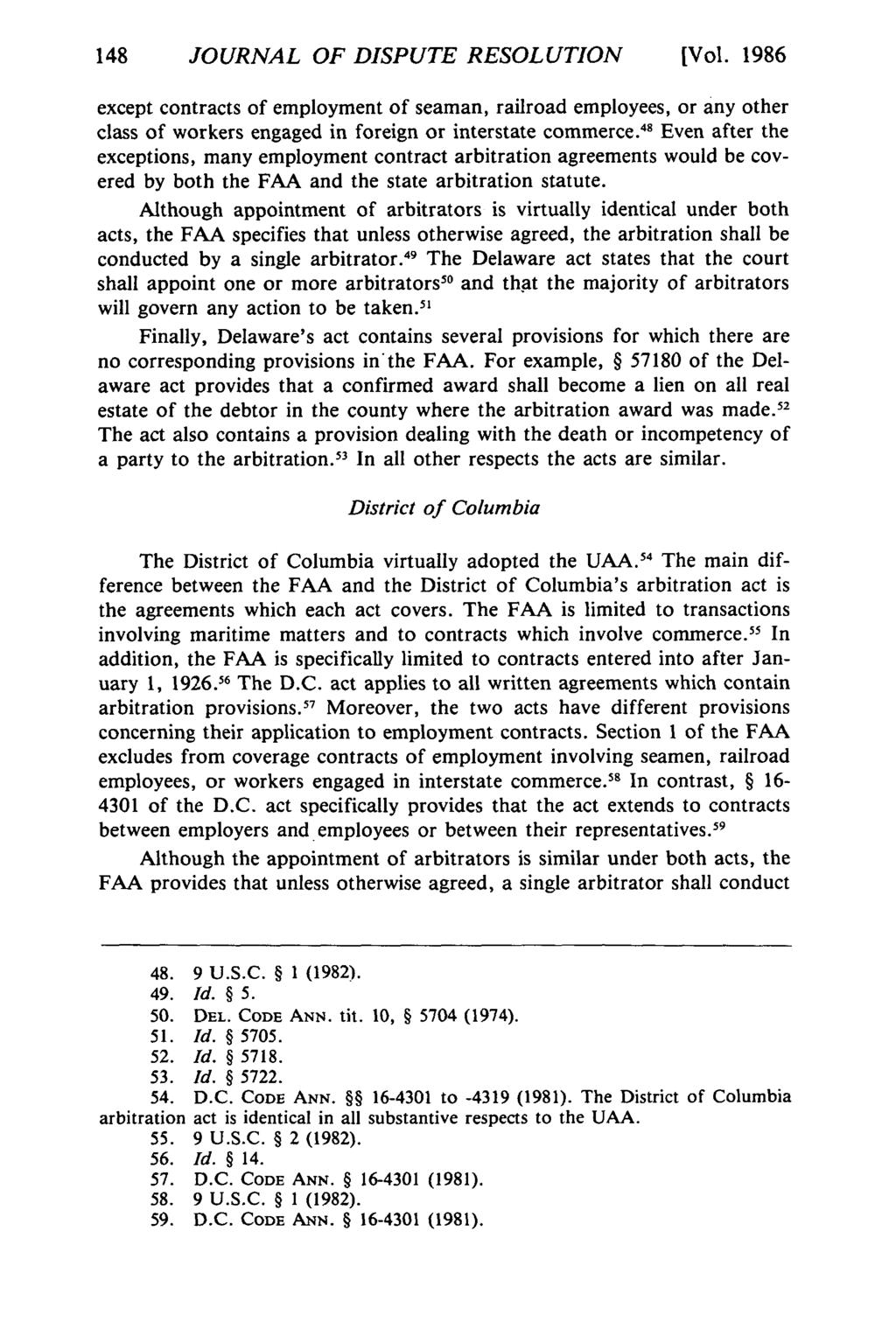 JOURNAL Journal of Dispute OF DISPUTE Resolution, Vol. RESOLUTION 1986, Iss. [1986], Art. 12 [Vol.