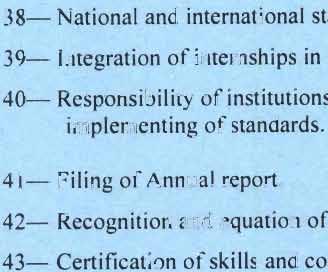 PART VII HARMONIZATION OF TRAINING QUALIFICATIONS 38 National and