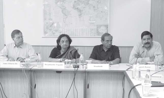 (From left): Prof. Fabio Villares De Oliveria; Smt. Suryakanthi Tripathi; Ambassador Shashank; and Dr. Nagesh Kumar at a seminar on IBSA Economic Co