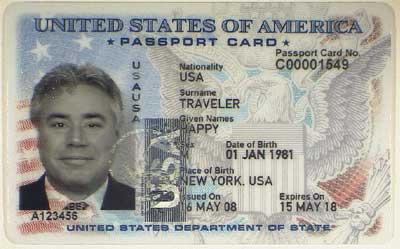 date.) U.S. Passport Card This resembles a credit card in size and form.
