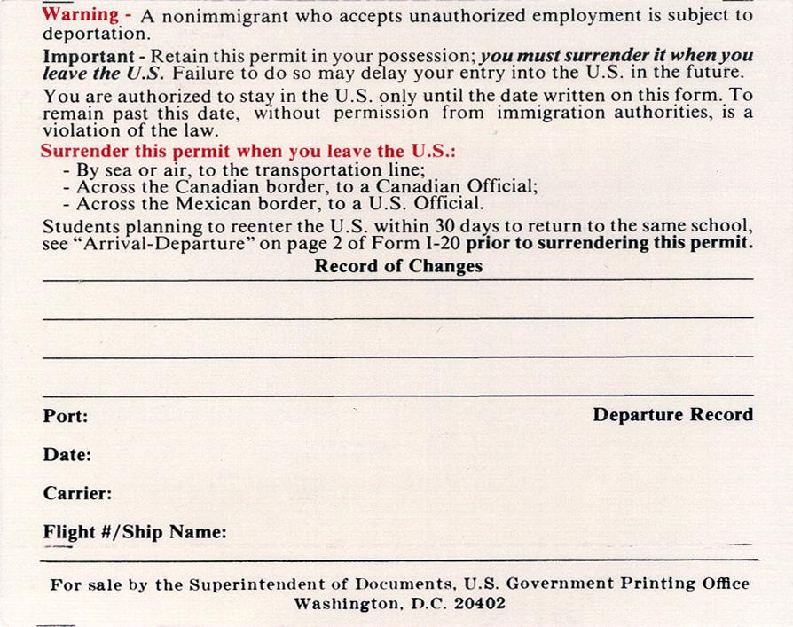 /NONCITIZEN NATIONAL PERMANENT RESIDENT/OTHER ELIGIBLE NONCITIZEN I-94