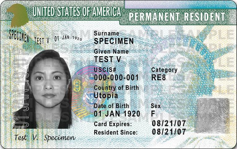 Alien Registration Receipt Card I-151 (front and back) Issued prior to June