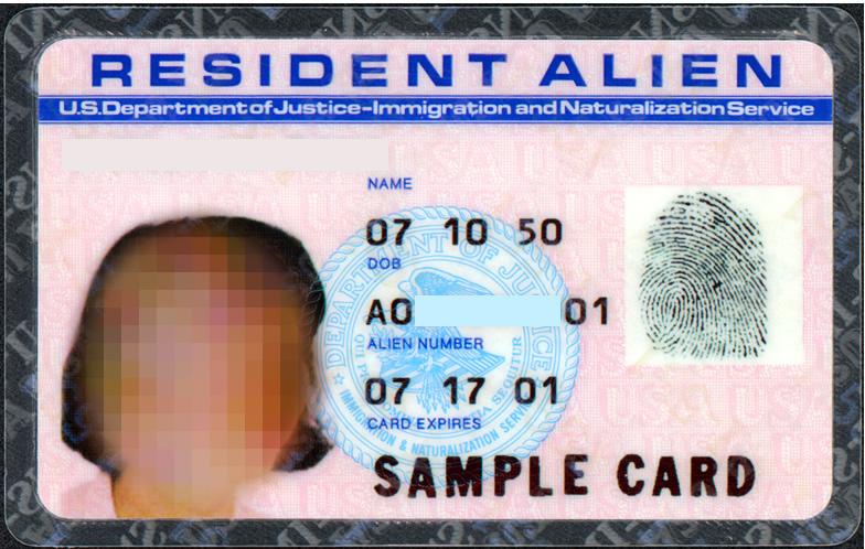 Resident Alien Card I-551 (two versions, front only) The I-551 is a revised