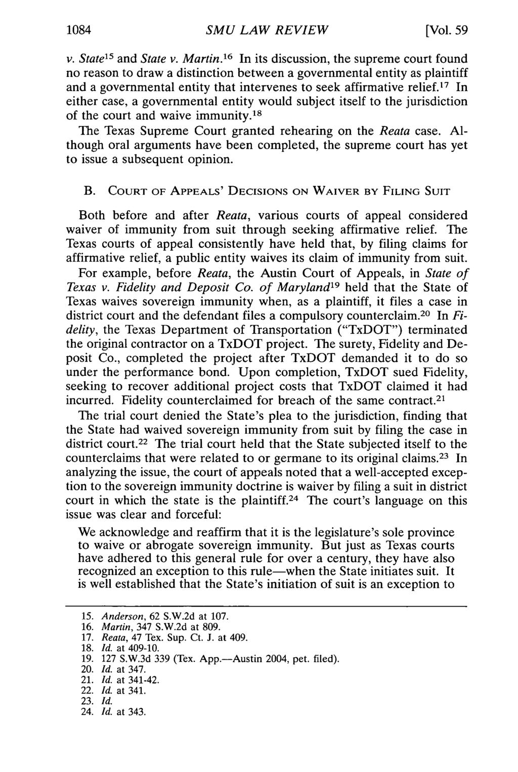 1084 SMU LAW REVIEW [Vol. 59 v. State 15 and State v. Martin.