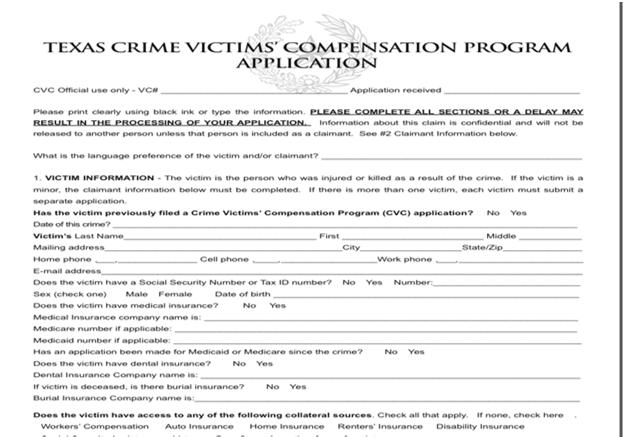 Money $50,000 per claim Additional $75,000 for the worst circumstances Crime Victims Compensation Fund Run by Texas AG In Texas,