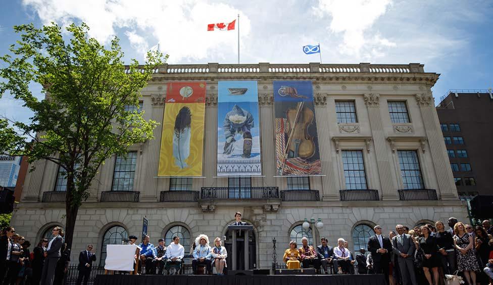 In a ceremony in front of the building on 100 Wellington Street, the Prime Minister announced the Government of Canada s intent to work in full partnership with representatives of First