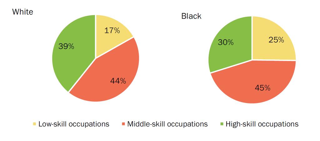 Figure 24: Changes in employment shares by skill level and race between 1998 and 216Q2.