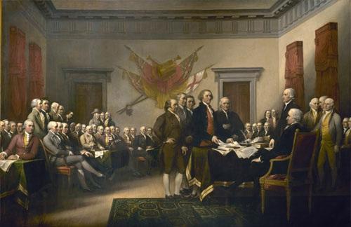 7. The Declaration of Independence asserted America's independence from Britain. The document outlines the natural rights of men and how the British government had infringed upon those rights.