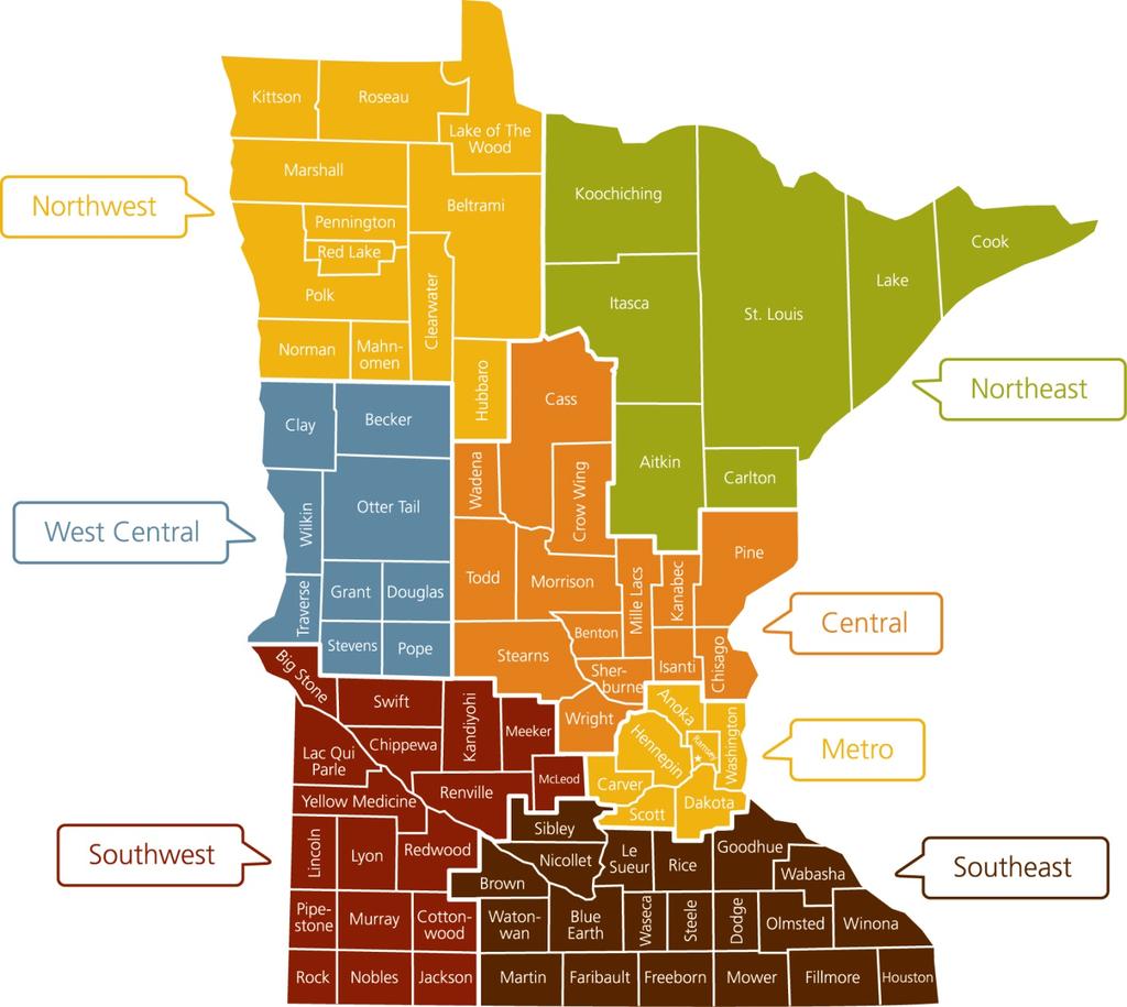 Study Regions Note: For purposes of this study, urban Minnesota is defined as the seven-county metro area plus