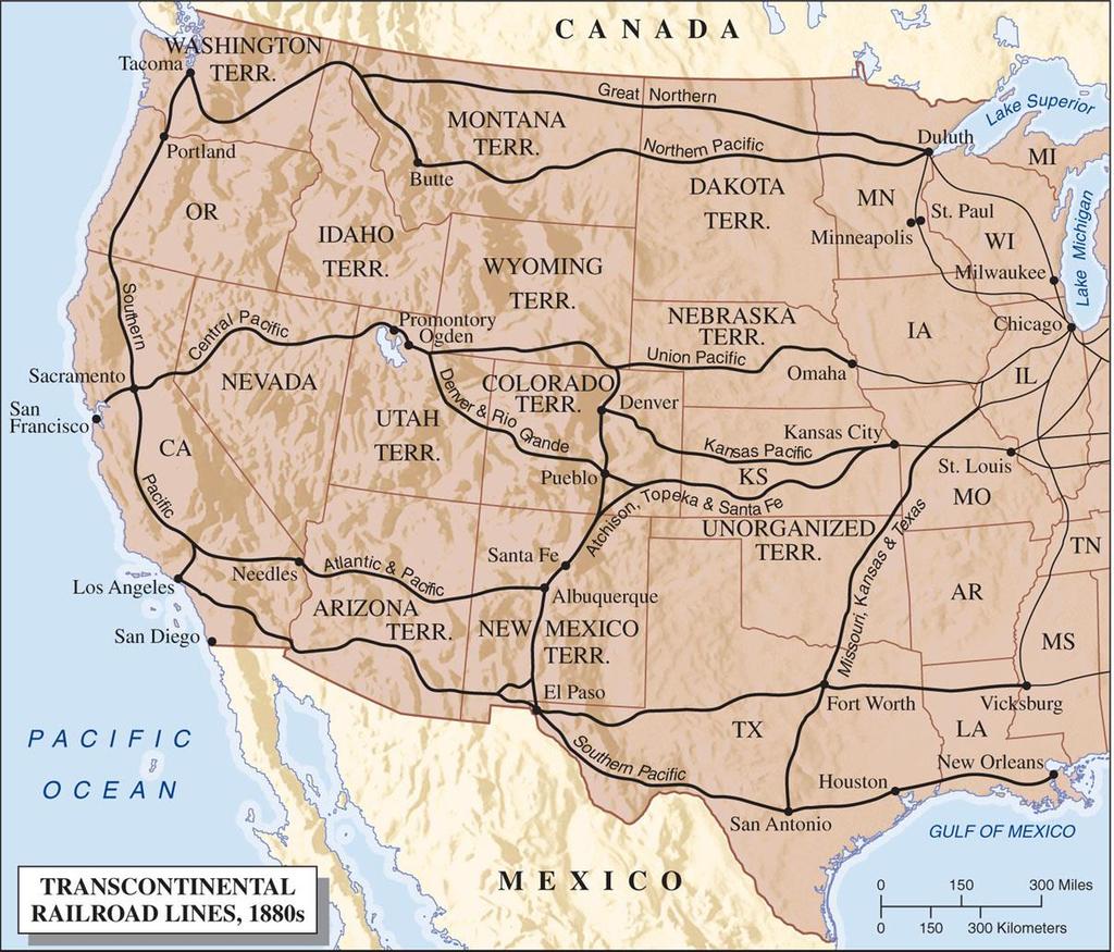 Transcontinental railroads First route