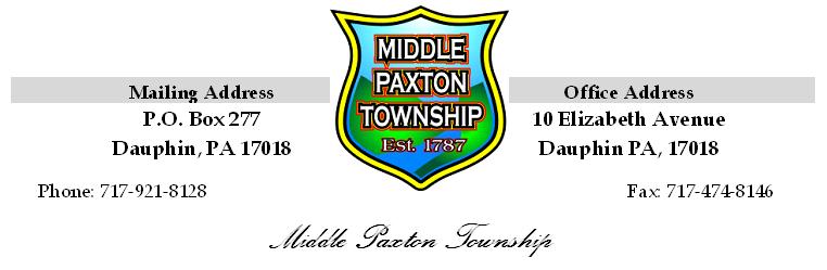 BOARD OF SUPERVISORS SPECIAL MEETING MINUTES December 21, 2015 Call to Order The December 21, 2015 special meeting of the Middle Paxton Township Board of Supervisors was called to order at 7:00 PM by