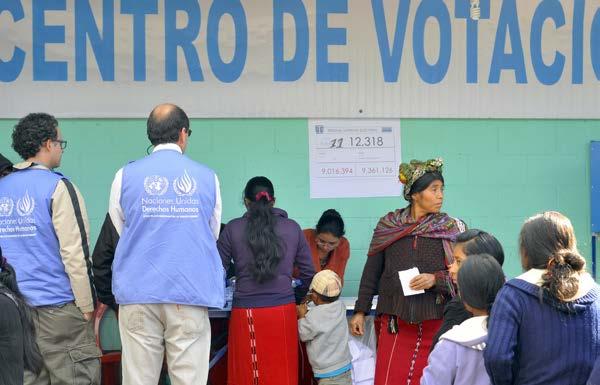 OHCHR/Guatemala Human rights officers monitoring municipal elections in Nebaj, Guatemala. advice and capacity-building.