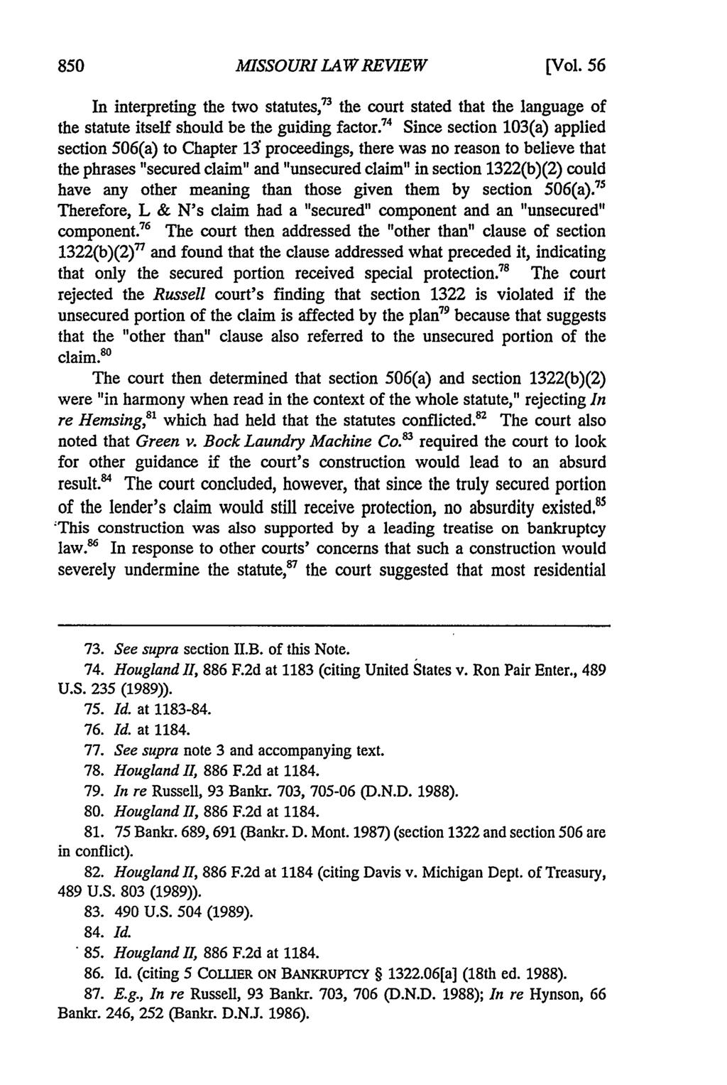Missouri Law Review, Vol. 56, Iss. 3 [1991], Art. 12 MISSOURI LAW REVIEW [Vol.