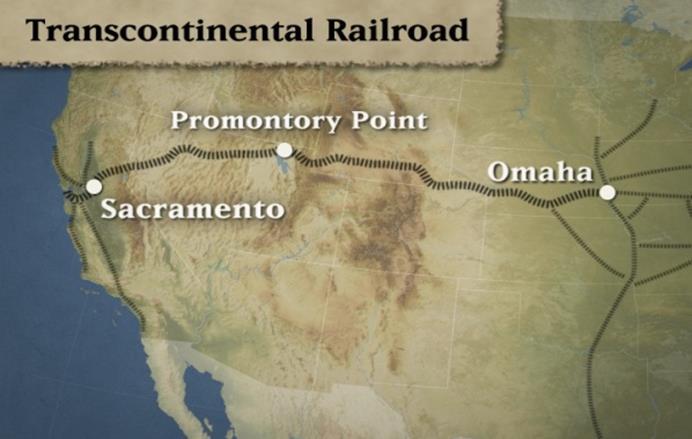 Central Pacific Company began laying track in California and worked eastward (hint: Pacific to Center) Union Pacific
