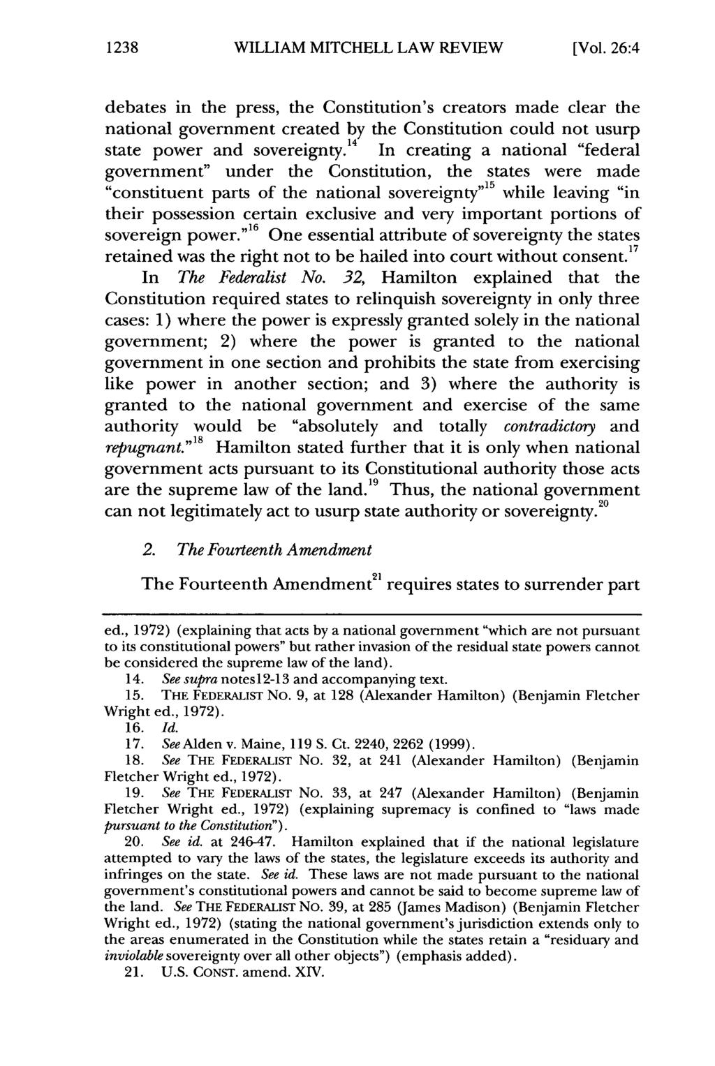 1238 William WILLIAM Mitchell Law MITCHELL Review, Vol. 26, LAW Iss. 4 [2000], REVIEW Art. 12 [Vol.