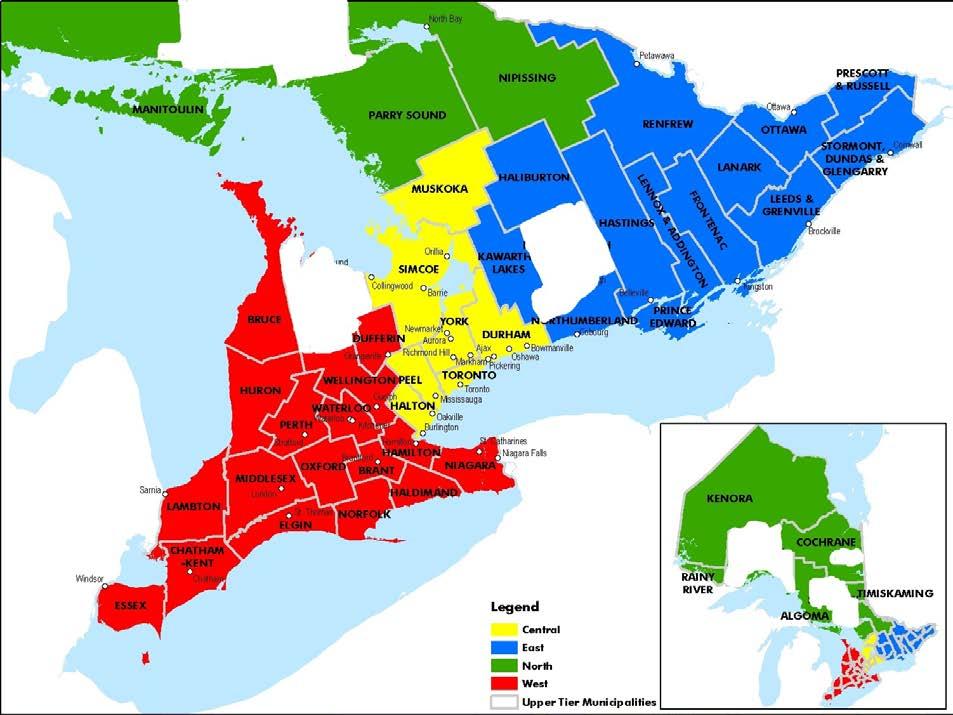 Coverage Across Ontario Areas in white represent regions where ESL/FSL programs are no longer offered by any school boards.
