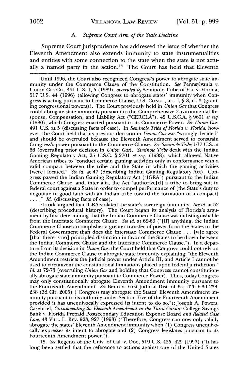 Villanova Law Review, Vol. 51, Iss. 5 [2006], Art. 2 1002 VILLANOVA LAW REVIEW [Vol. 51: p. 999 A.