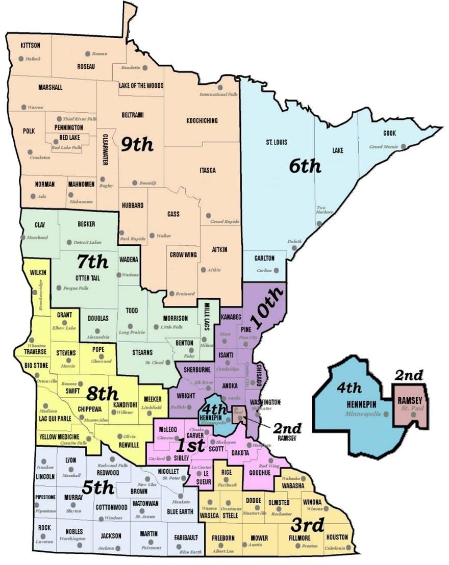 MSGC Sentencing Practice Data Report 216 Minnesota Judicial District Map First Carver Dakota Goodhue Le Sueur McLeod Scott Sibley Second Ramsey Third Dodge Fillmore Freeborn Houston Mower Olmsted