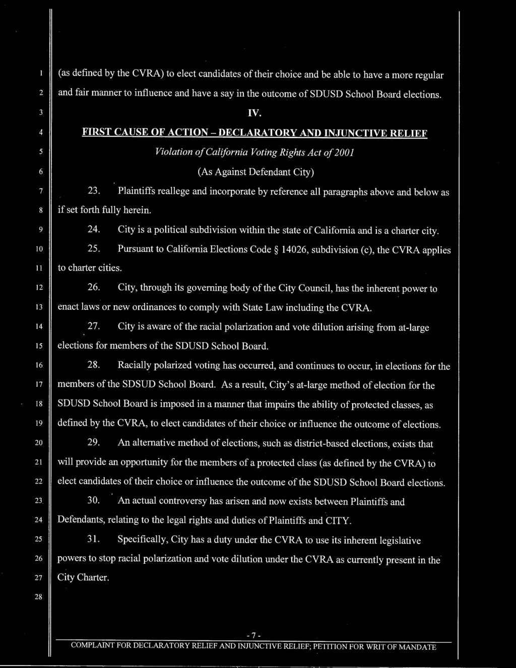 Plaintiffs reallege and incorporate by reference all paragraphs above and below as 8 if set forth fully herein. 9 10 24. 25.