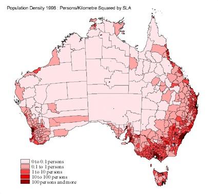 7 Australia s population density can best be described as which of the following? A. dense throughout the continent B.