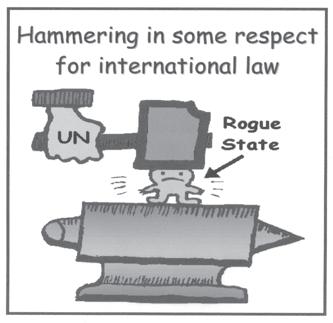 8) In the given cartoon, the hammer most likely represents (A) sanctions (B) veto