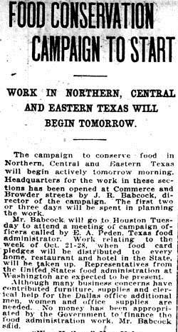 daily effect on life in Texas after America enters the war Dallas Morning News