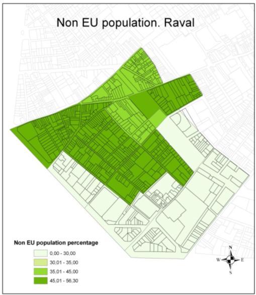 Ilustration 5 Map of Raval The location of this population in the district has produced significant demographic changes. The sex ratio of the area is 138.05, a number that increases to 214.