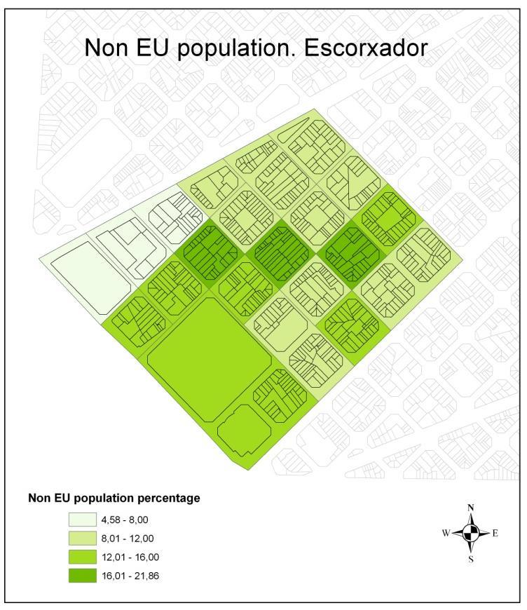 Eixample district this percentage is slightly below average in Barcelona. Even though the immigrant population has increased in the quarter on a 30.
