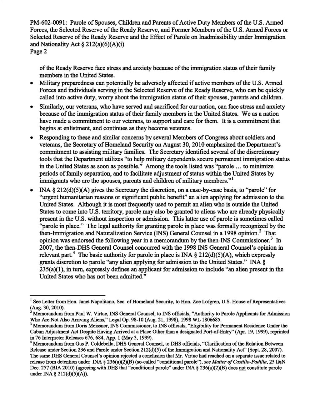 Page2 of the Ready Reserve face stress and anxiety because of the immigration status of their family members in the United States.