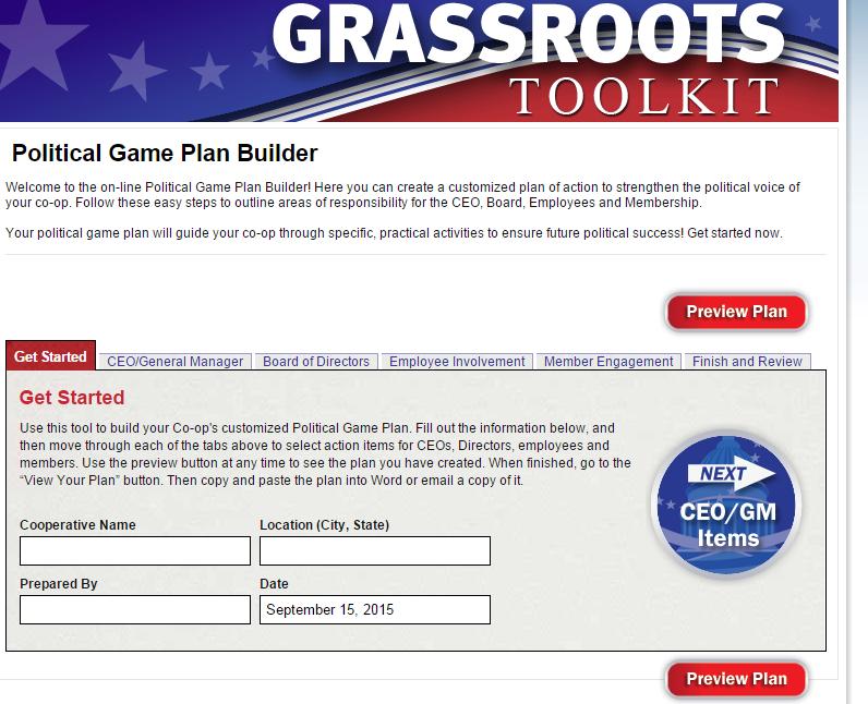 Political Game Plan Builder Easy to use