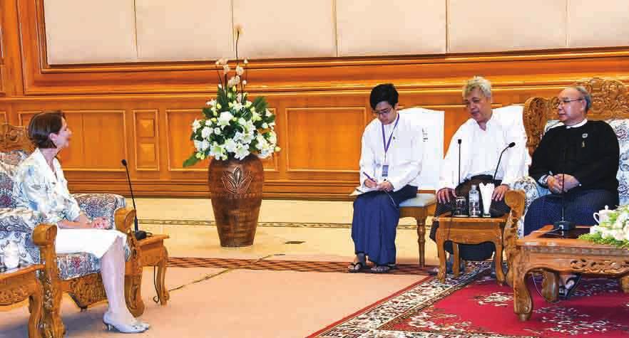 During the meeting, they discussed matters relating to the cooperation between Myanmar and the United Nations. They also discussed the issue on Rakhine State.
