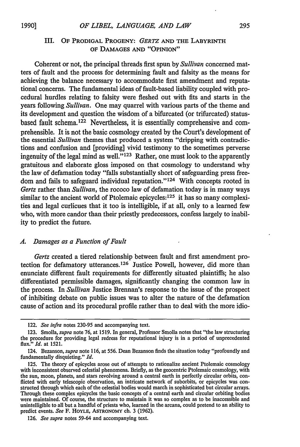 1990] OF LIBEL, LANGUAGE, AND LAW III.