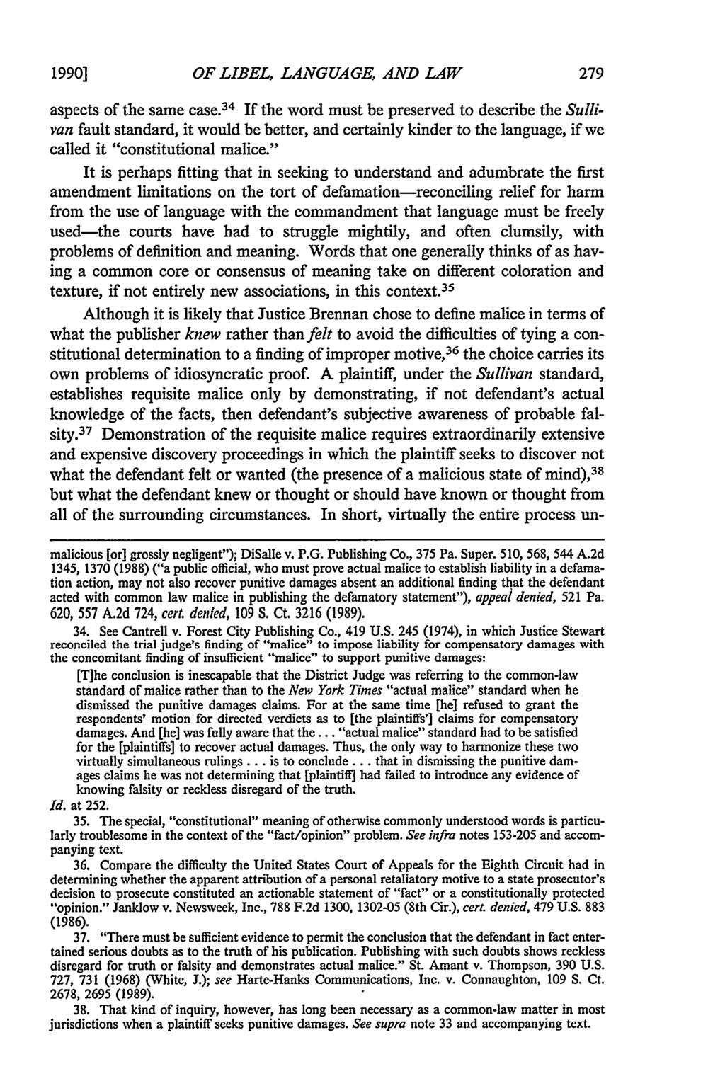 1990] OF LIBEL, LANGUAGE, AND LAW aspects of the same case.