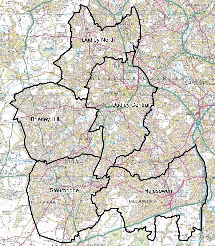 Map of Dudley Locality Areas Crown Copyright and database