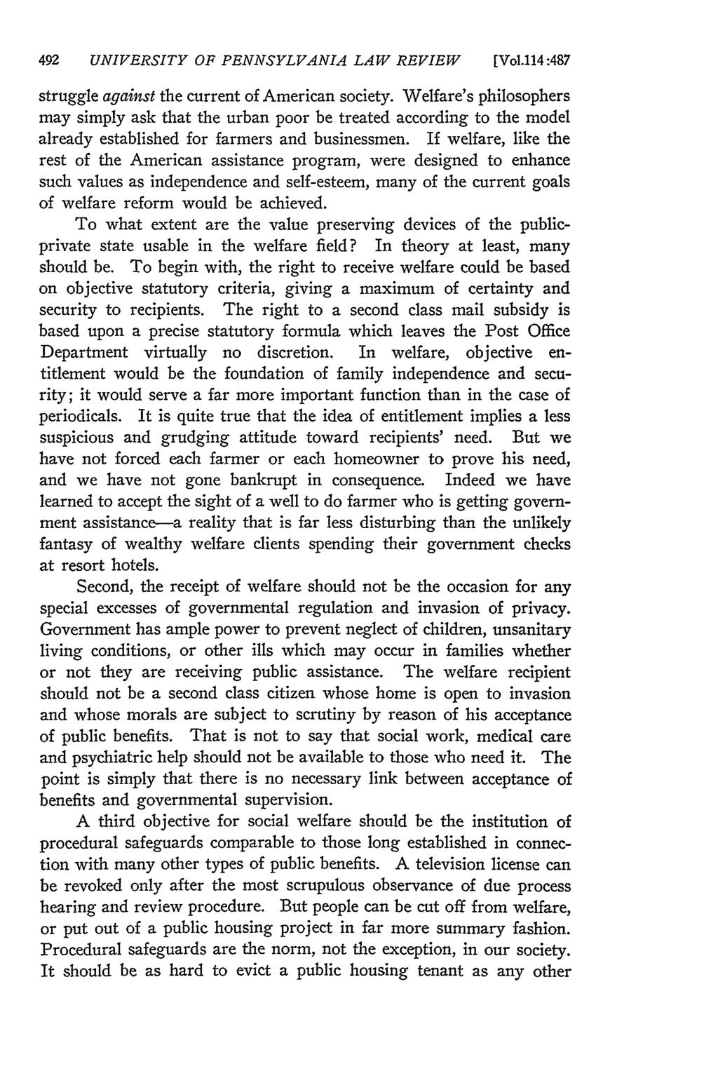 492 UNIVERSITY OF PENNSYLVANIA LAW REVIEW [Vol.114:487 struggle against the current of American society.