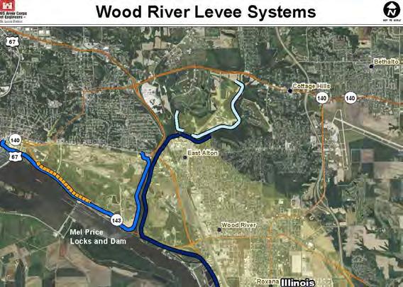 Wood River Levee Constructed: By USACE - 1950 under original authorization Level of Protection: The levee is constructed to 54 feet on the St.