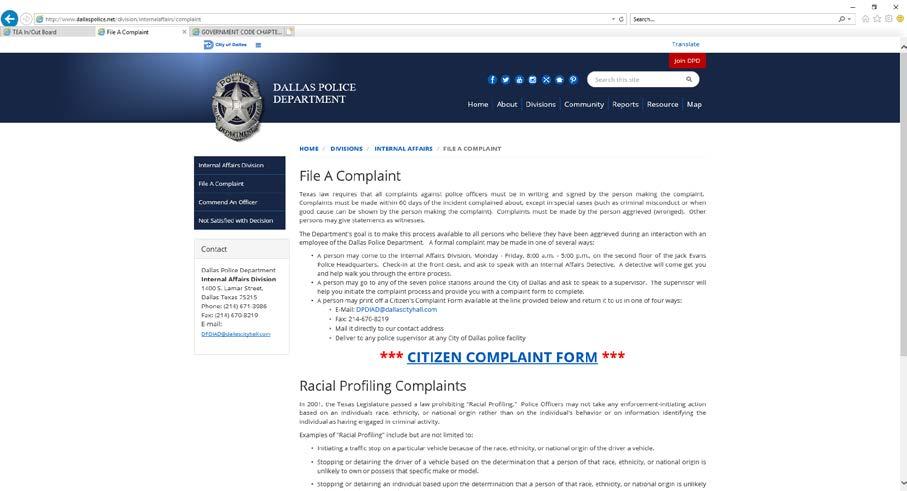 gov/content/complaint-procedures Dallas Police