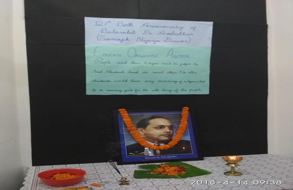 127 th Birth Anniversary Celebration of Bharat Ratna Babasaheb Dr. B. R. Ambedkar On the occasion of 127 th birth anniversary of Bharat Ratna Babasaheb Dr. B. R. Ambedkar, elaborate celebration was organized by Dr.