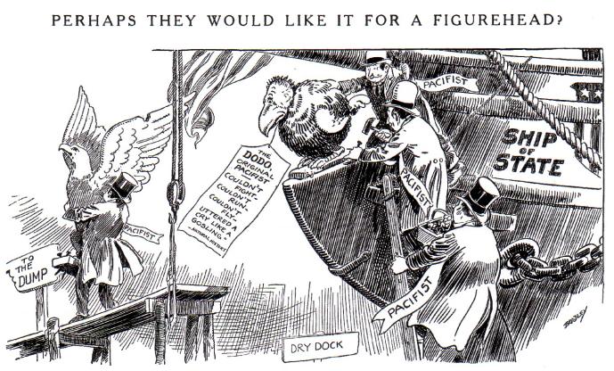 The American Entry into the First World War: Worksheet No.3 Source B: Changing the Figurehead This cartoon was published in Chicago Daily News on April 10, 1916. (Source: Praxis Geschichte 1/2007, p.