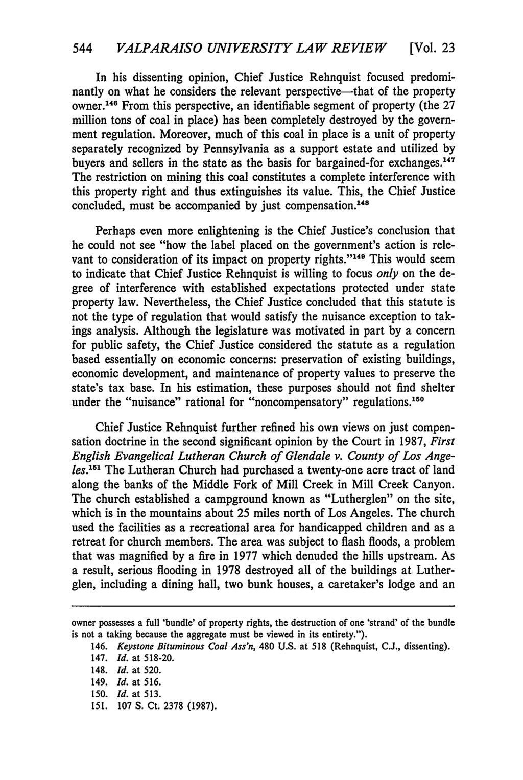 Valparaiso University Law Review, Vol. 23, No. 3 [1989], Art. 8 544 VALPARAISO UNIVERSITY LAW REVIEW [Vol.