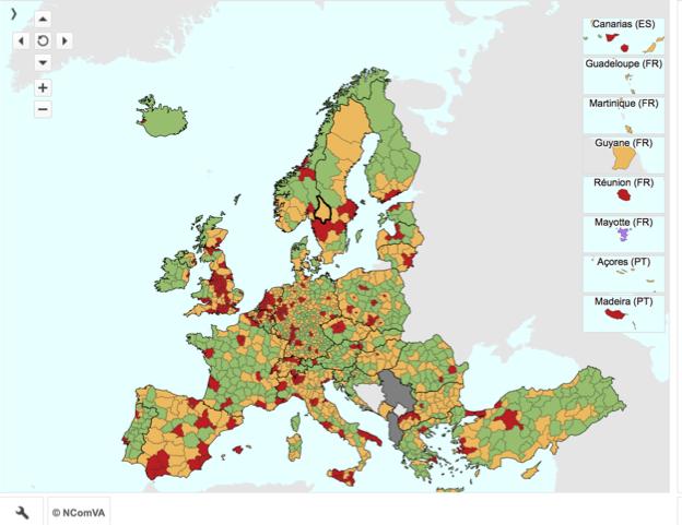 Prerequisites for SE - CONTEXT MATTERS Urban-rural typology Europe (NUTS 3 regions) RED: