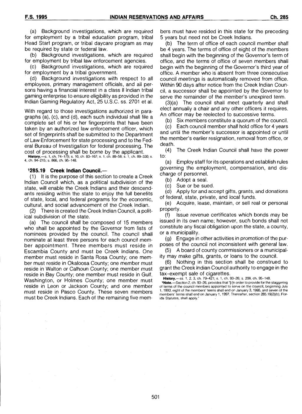 F.S. 1995 INDIAN RESERVATIONS AND AFFAIRS Ch.