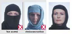 These examples are from Guidelines for Taking Photographs to Maximize Facial Recognition Results, a report developed originally by Australia