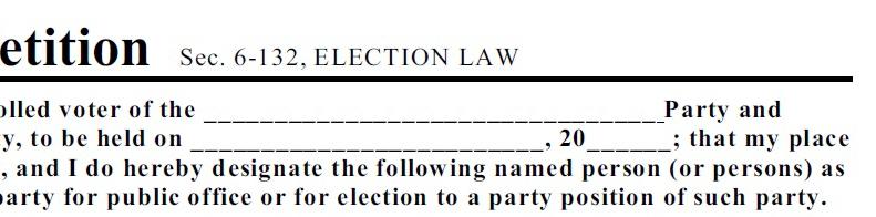 Designating Petitions Instructions: Header: 1. List the name of the Political Party in which you are running 2.