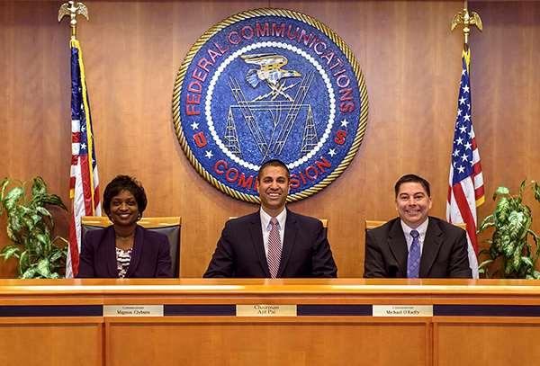 From L to R: Commissioner Ajit Pai, Commissioner Mignon Clyburn, Chairman Tom Wheeler,