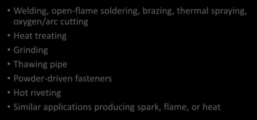 Welding, open-flame soldering, brazing, thermal