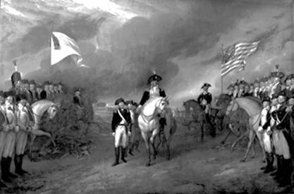 13 The painting marks the end of the Revolutionary War. Which statement would make the best caption for this picture? A Loyalists Have Won! B British Army Surrenders! C George Washington Surrenders!