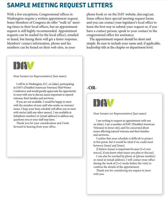 Preparing for DAV Mid-Winter Conference BPTLs Role Work with Department to schedule DC meetings with members of Congress (schedule 1-2 months ahead of Mid-Winter conference) Prepare your team for